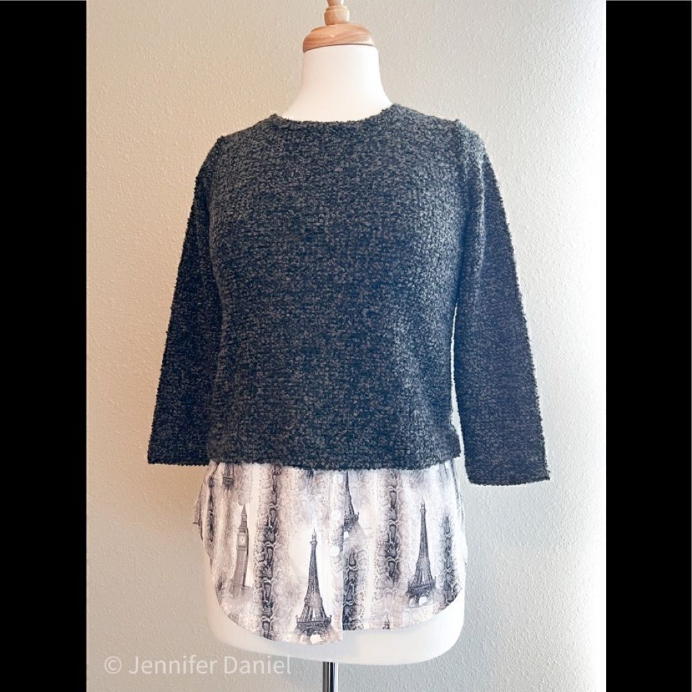 Style & Co 3/4 sweater with attached faux blouse